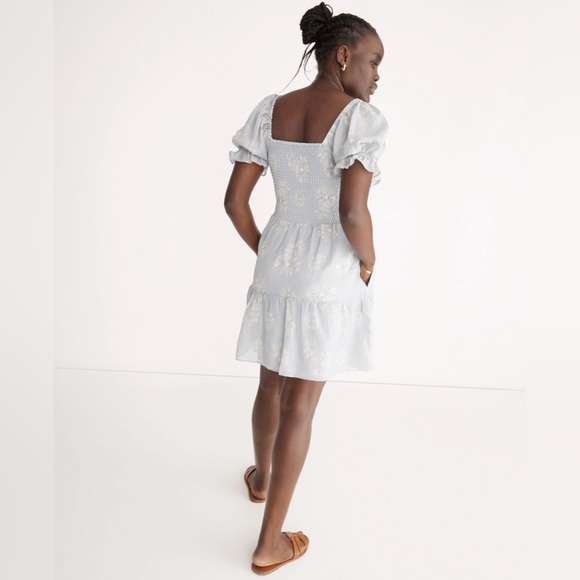 Madewell Silk Lucie Smocked Mini Dress in Moody Blooms - size M - Picture 3 of 12